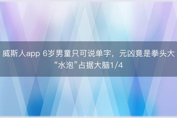 威斯人app 6岁男童只可说单字，元凶竟是拳头大“水泡”占据大脑1/4